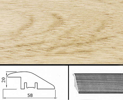 Порог Tarkett деревянный выравнивающий 58х20х1000 Дуб без покрытия
